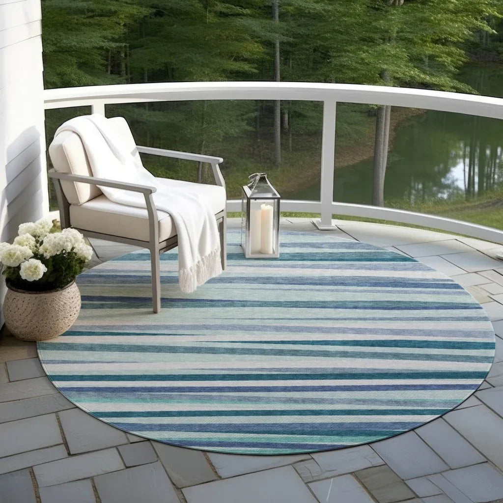 Liora Teal Washable Indoor-Outdoor Rug-Outdoor Rugs-LOOMLAN Rugs-LOOMLAN
