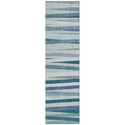 Liora Teal Washable Indoor-Outdoor Rug-Outdoor Rugs-LOOMLAN Rugs-2'3" x 7'6"-LOOMLAN