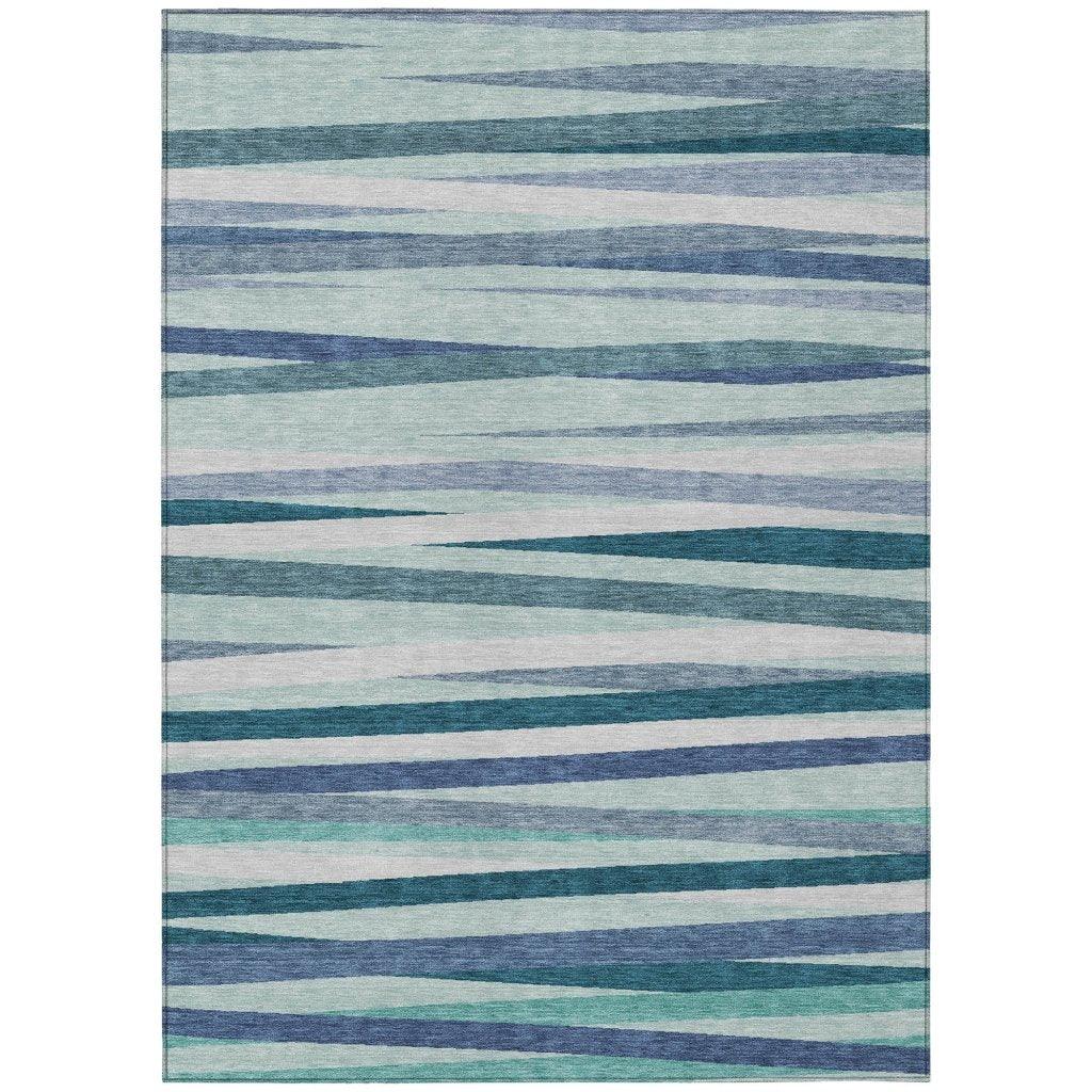 Liora Teal Washable Indoor-Outdoor Rug-Outdoor Rugs-LOOMLAN Rugs-2'6" x 3'10"-LOOMLAN