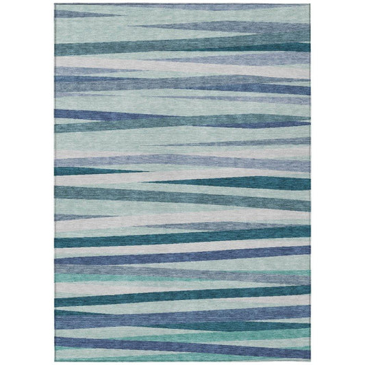 Liora Teal Washable Indoor-Outdoor Rug-Outdoor Rugs-LOOMLAN Rugs-2'6" x 3'10"-LOOMLAN