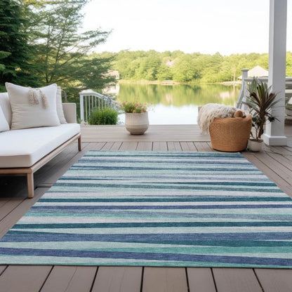 Liora Teal Washable Indoor-Outdoor Rug-Outdoor Rugs-LOOMLAN Rugs-LOOMLAN