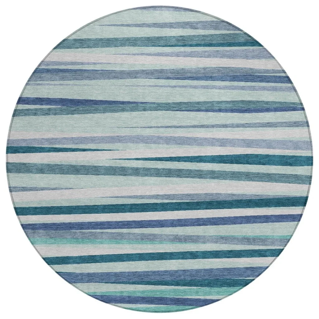 Liora Teal Washable Indoor-Outdoor Rug-Outdoor Rugs-LOOMLAN Rugs-8' x 8'-LOOMLAN