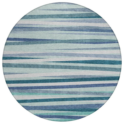 Liora Teal Washable Indoor-Outdoor Rug-Outdoor Rugs-LOOMLAN Rugs-8' x 8'-LOOMLAN