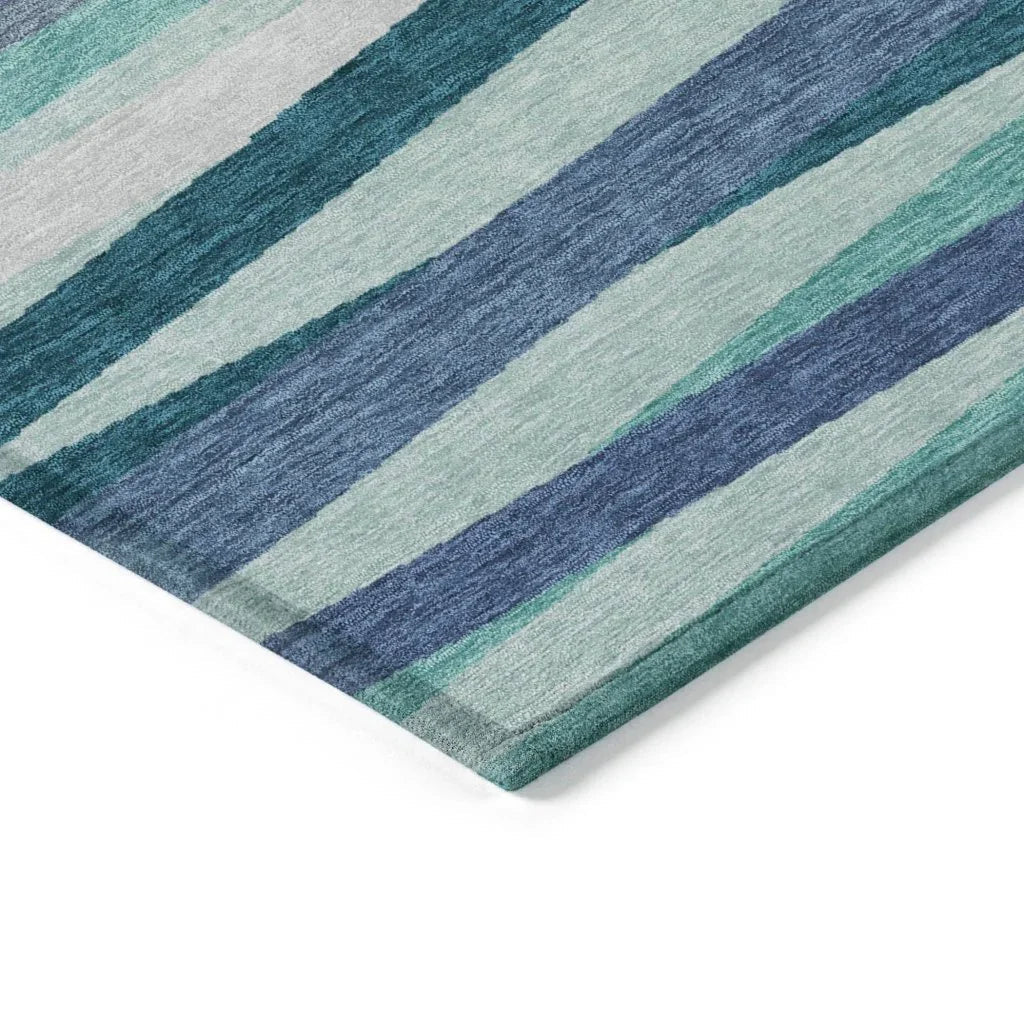 Liora Teal Washable Indoor-Outdoor Rug-Outdoor Rugs-LOOMLAN Rugs-LOOMLAN