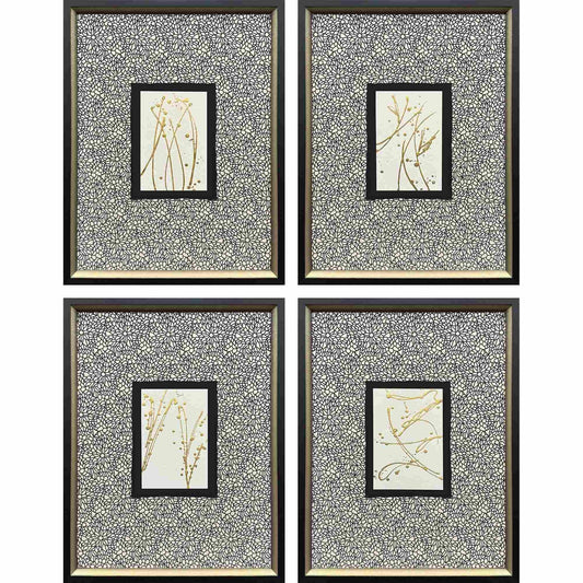 Liquid Gold I Wood Metallic Framed Wall Art 4PC