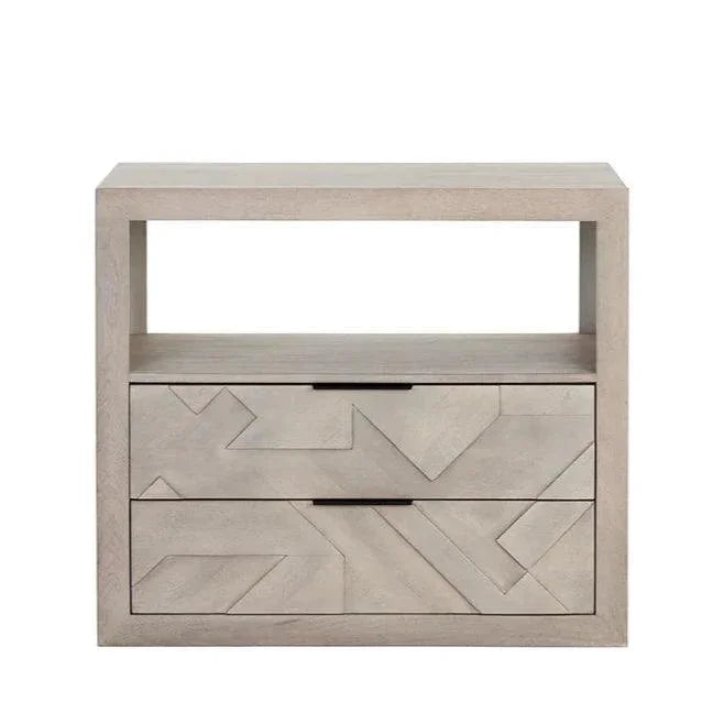 Lisboa Nightstand Light Grey Wood Ample Storage - LOOMLAN - SUNPAN - Nightstands