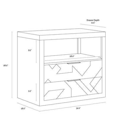 Lisboa Nightstand Light Grey Wood Ample Storage - LOOMLAN - SUNPAN - Nightstands