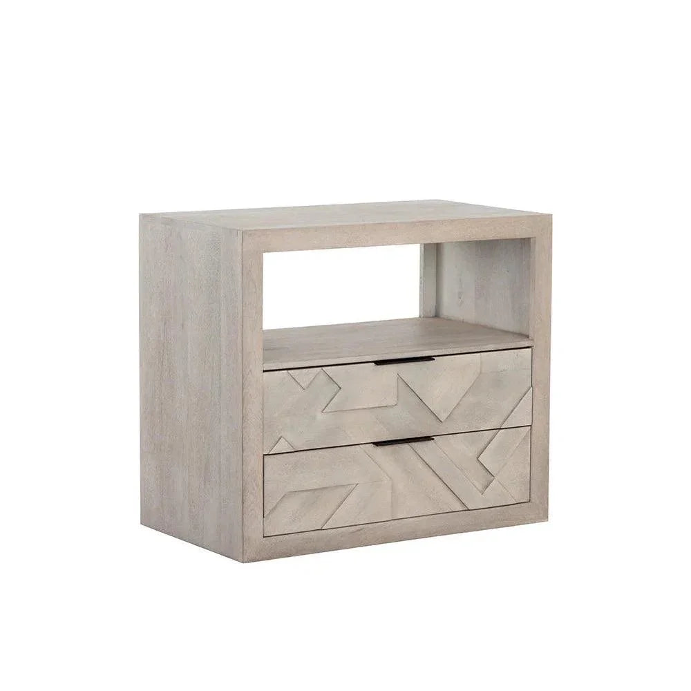 Lisboa Nightstand Light Grey Wood Ample Storage - LOOMLAN - SUNPAN - Nightstands