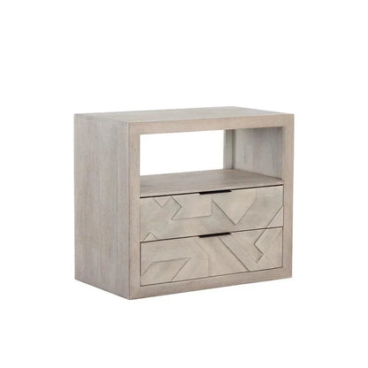 Lisboa Nightstand Light Grey Wood Ample Storage - LOOMLAN - SUNPAN - Nightstands