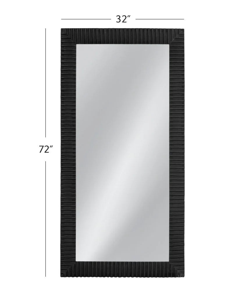 Lithea Matte Black Design Floor Mirror-Floor Mirrors-Bassett Mirror-LOOMLAN