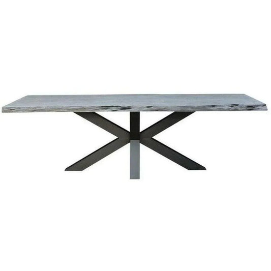 Live Edge Dining Table Iron Crisscross Seats 6-Dining Tables-Moe's Home-LOOMLAN