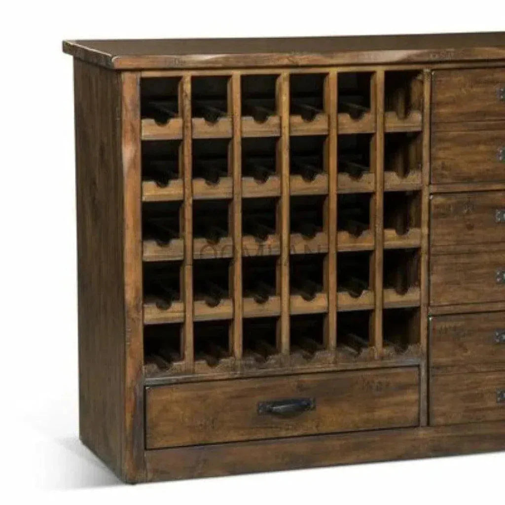 Live Edge Wine Cabinet Drawers Home Bar Serving Station-Home Bar Cabinets-Sunny D-LOOMLAN