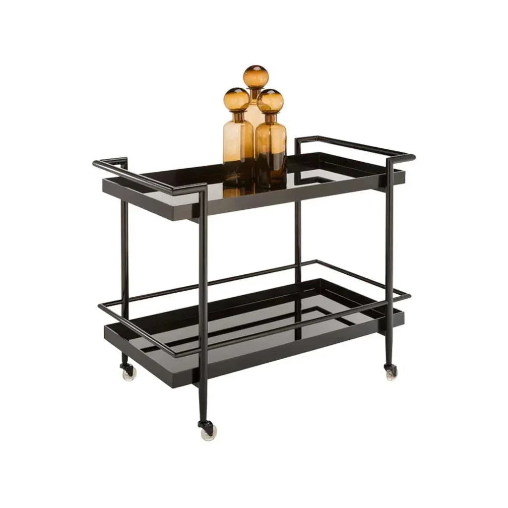 Livingston Steel Framed Glass Bar Cart-Home Bar Carts-SUNPAN-LOOMLAN