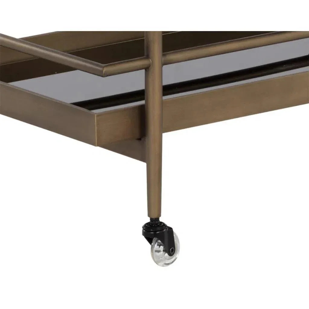 Livingston Steel Framed Glass Bar Cart-Home Bar Carts-SUNPAN-LOOMLAN