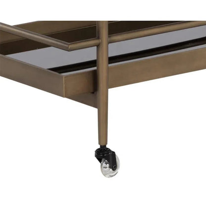 Livingston Steel Framed Glass Bar Cart-Home Bar Carts-SUNPAN-LOOMLAN