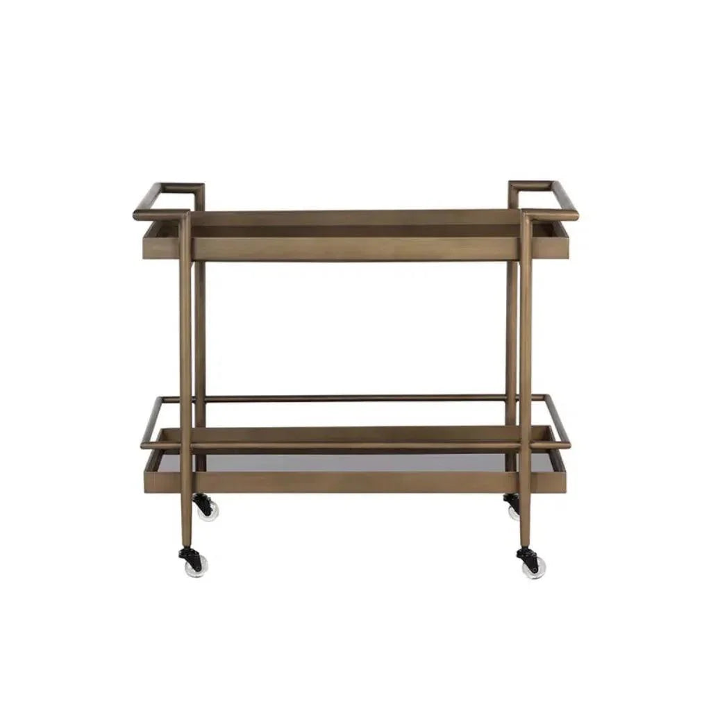 Livingston Steel Framed Glass Bar Cart-Home Bar Carts-SUNPAN-LOOMLAN