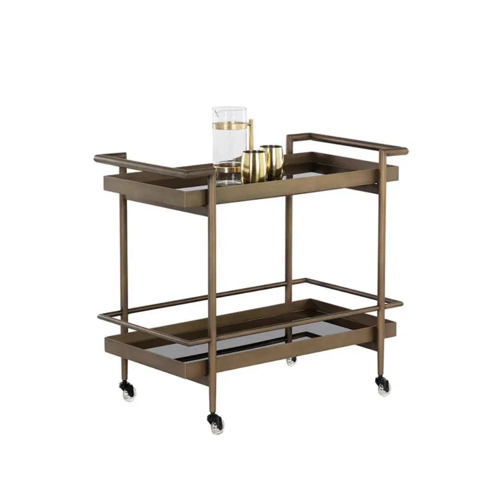 Livingston Steel Framed Glass Bar Cart-Home Bar Carts-SUNPAN-LOOMLAN