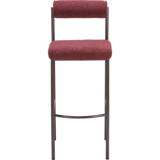 Livorno Barstool (Set of 2) Red & Bronze - LOOMLAN - Zuo Modern - Bar Stools