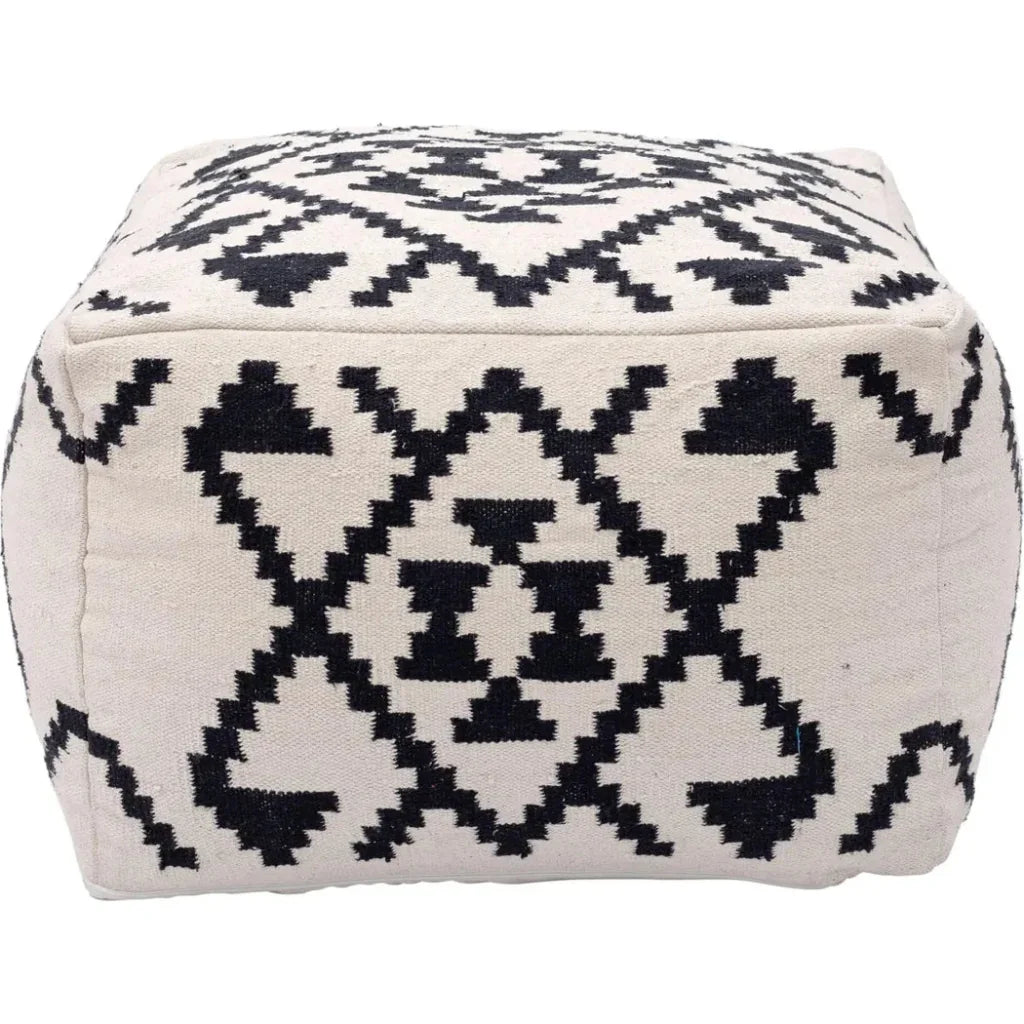 Lizardo Ottoman Beige & Black - LOOMLAN - Zuo Modern - Ottomans