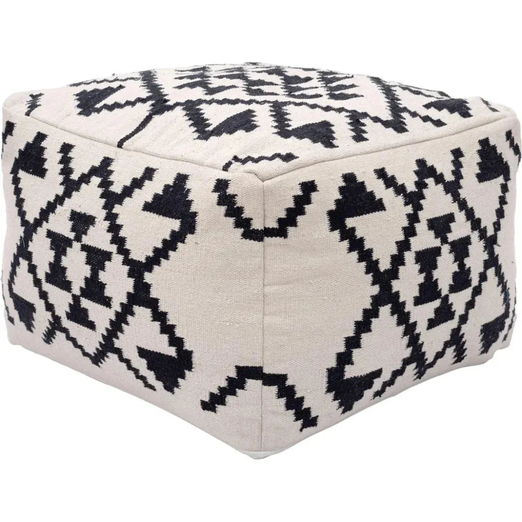 Lizardo Ottoman Beige & Black - LOOMLAN - Zuo Modern - Ottomans