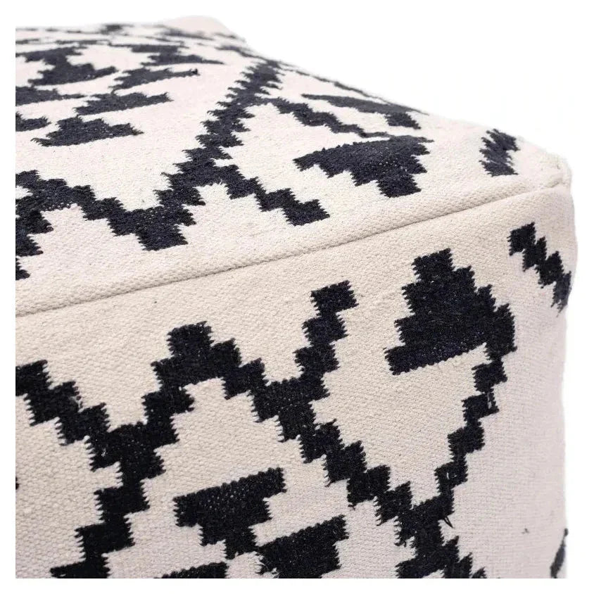 Lizardo Ottoman Beige & Black - LOOMLAN - Zuo Modern - Ottomans