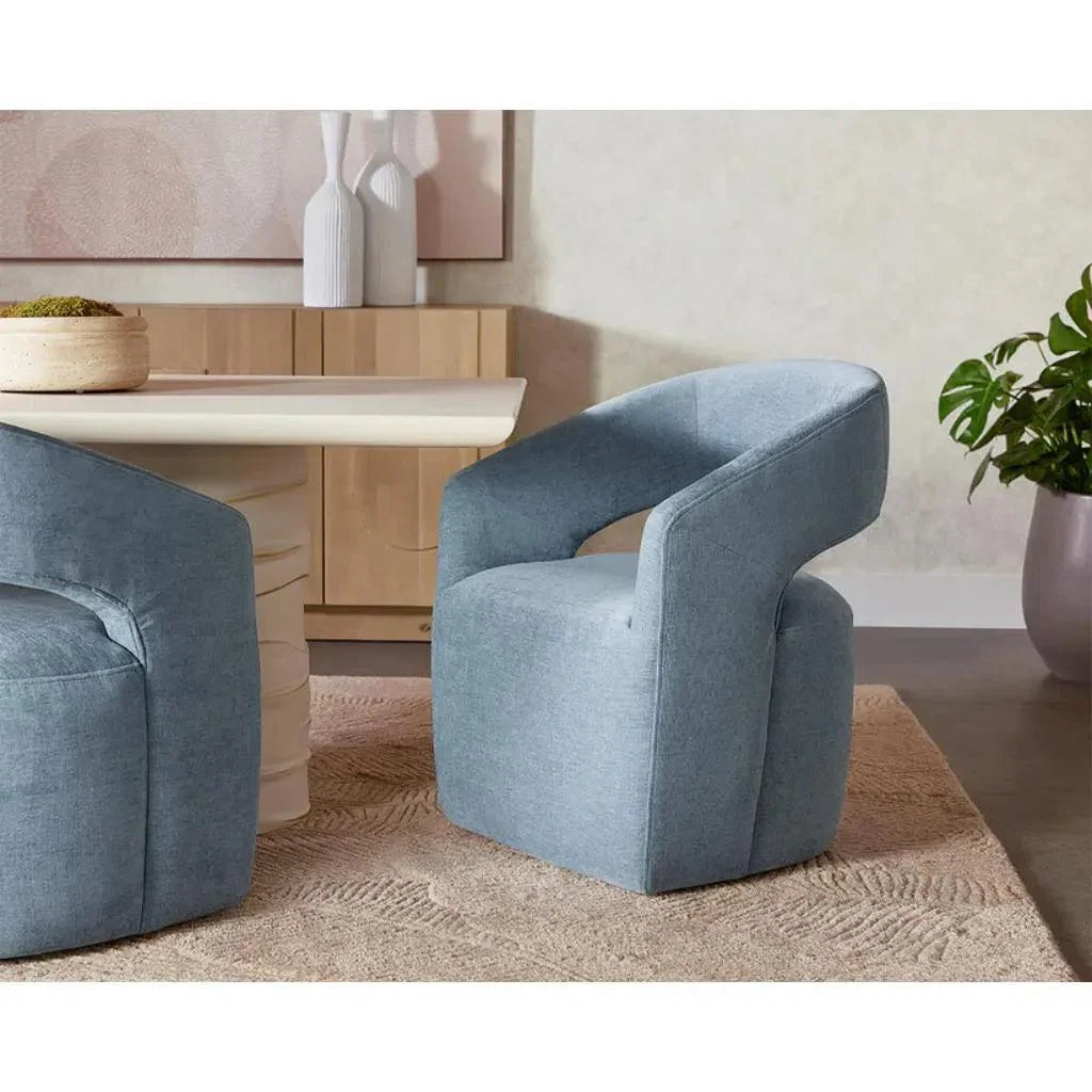 Lloret Fabric Wheeled Dining Armchair - LOOMLAN - SUNPAN - Dining Chairs