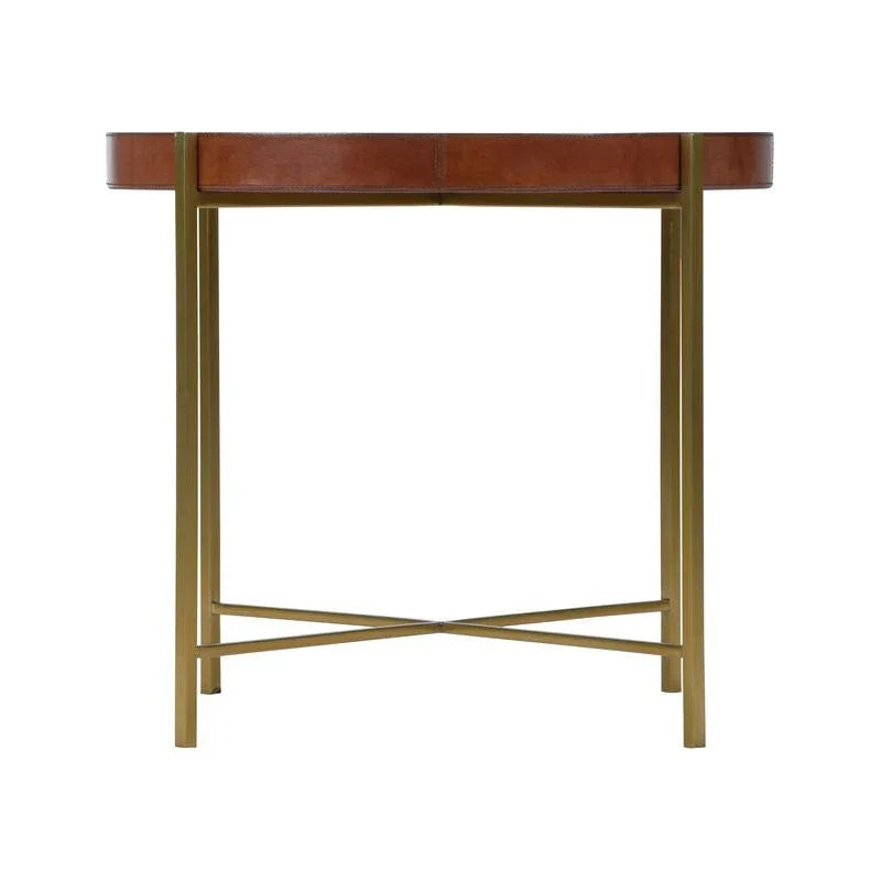 Loft Leather Top Round Side Table - LOOMLAN - Chelsea House - Side Tables