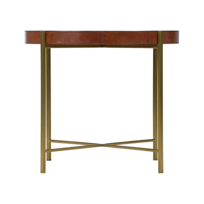 Loft Leather Top Round Side Table - LOOMLAN - Chelsea House - Side Tables