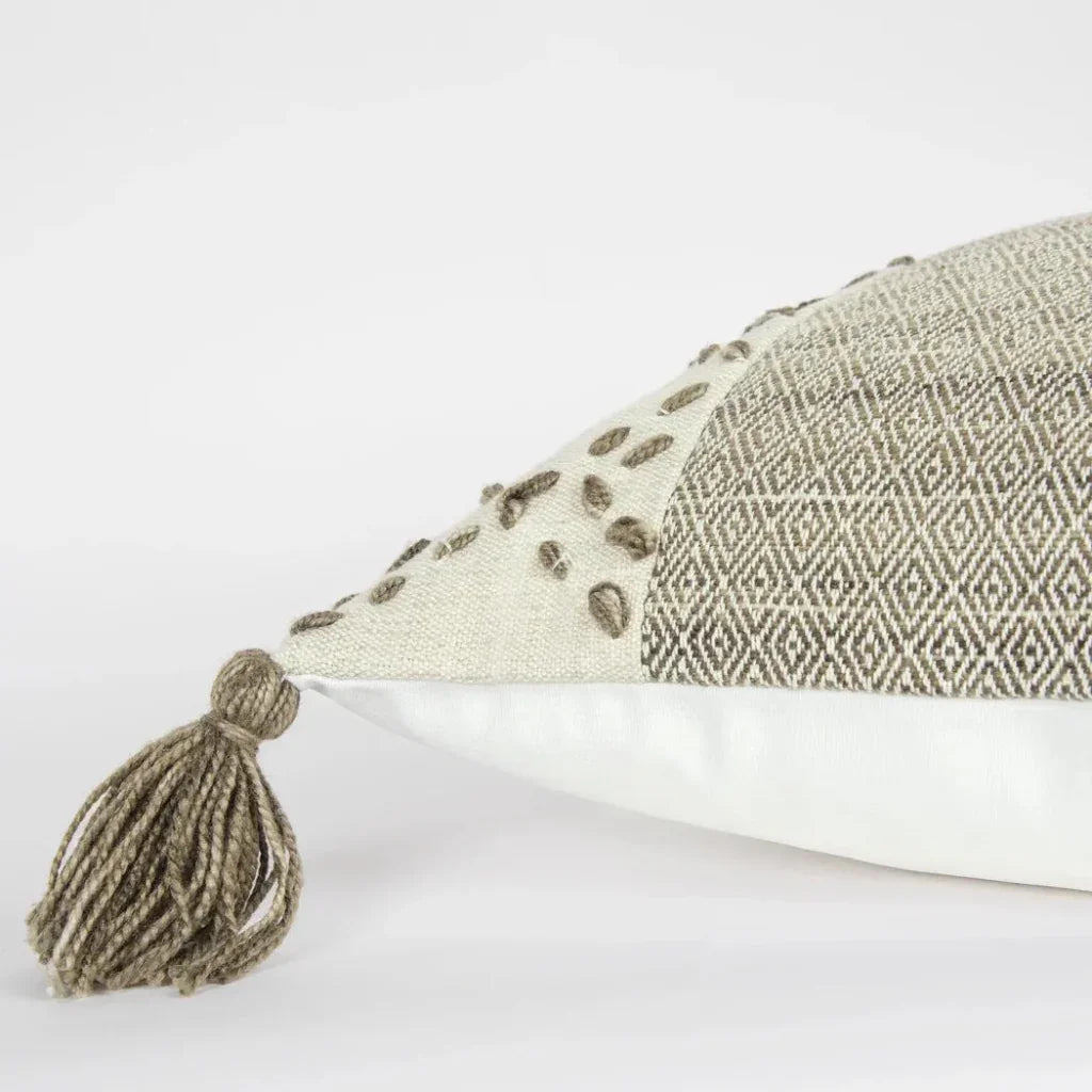Lois Outdoor Throw Pillow With Tassels-Outdoor Pillows-LOOMLAN-LOOMLAN