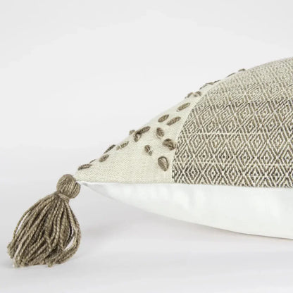 Lois Outdoor Throw Pillow With Tassels-Outdoor Pillows-LOOMLAN-LOOMLAN