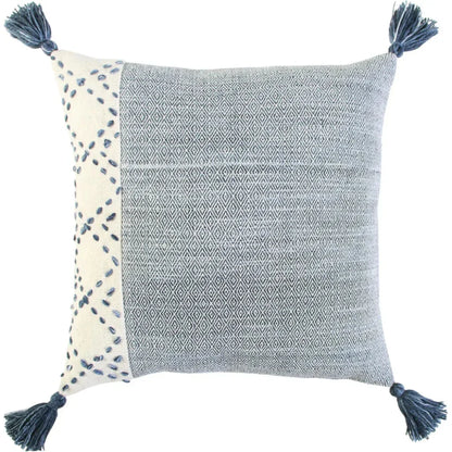 Lois Outdoor Throw Pillow With Tassels-Outdoor Pillows-LOOMLAN-Blue-LOOMLAN