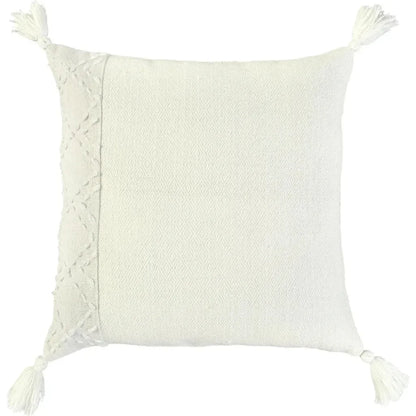 Lois Outdoor Throw Pillow With Tassels-Outdoor Pillows-LOOMLAN-Ivory-LOOMLAN