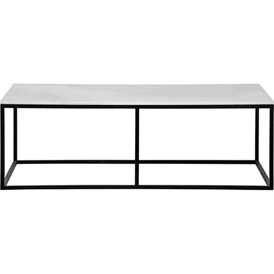 Lois Steel and Marble Rectangle Coffee Table - LOOMLAN - Noir - Coffee Tables