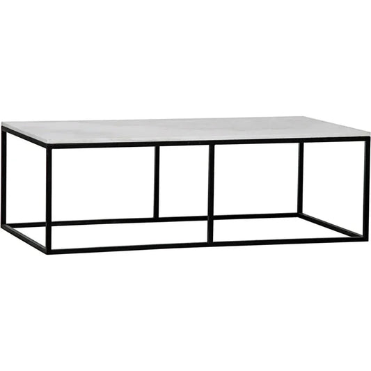 Lois Steel and Marble Rectangle Coffee Table - LOOMLAN - Noir - Coffee Tables