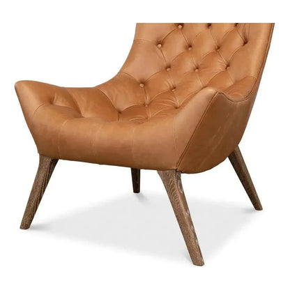 Lola Leather Slipper Accent Chair - LOOMLAN - Sarreid - Accent Chairs