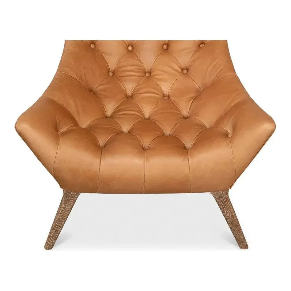 Lola Leather Slipper Accent Chair - LOOMLAN - Sarreid - Accent Chairs