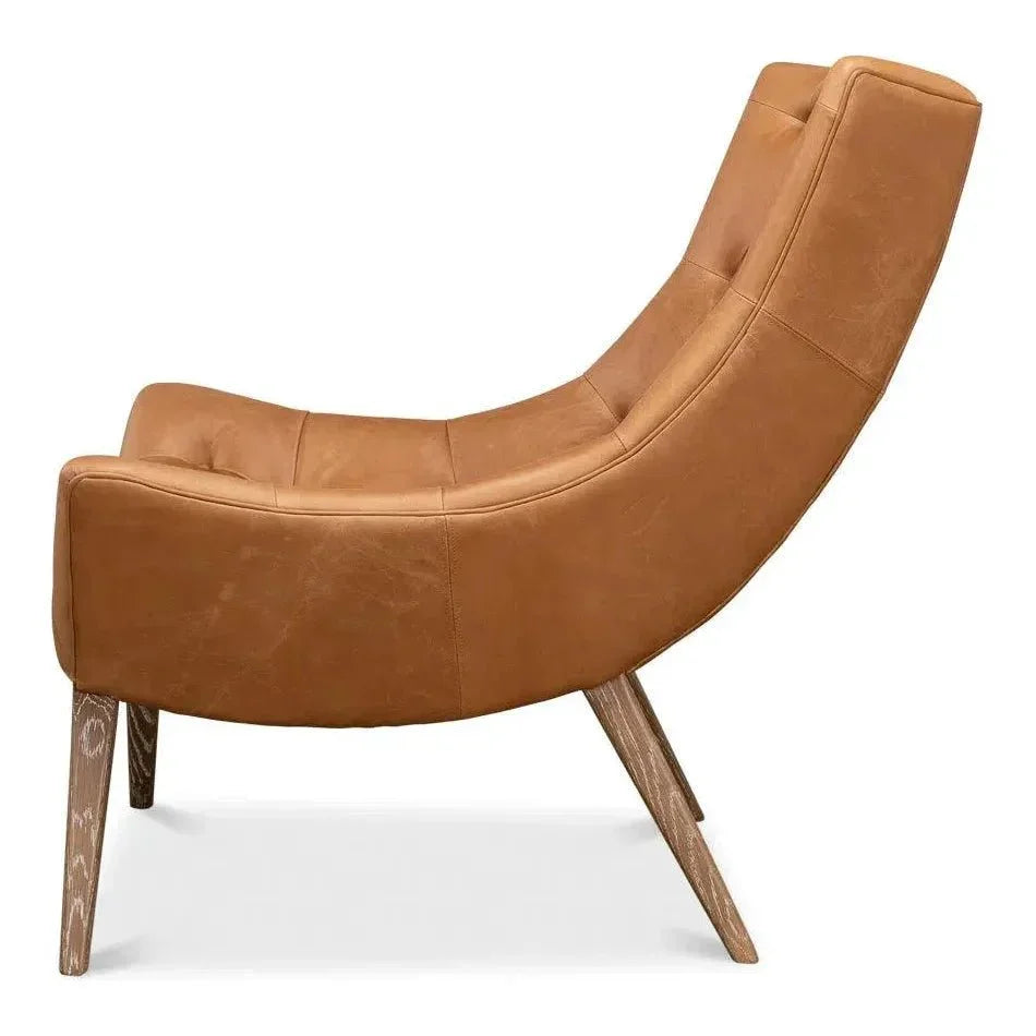Lola Leather Slipper Accent Chair - LOOMLAN - Sarreid - Accent Chairs