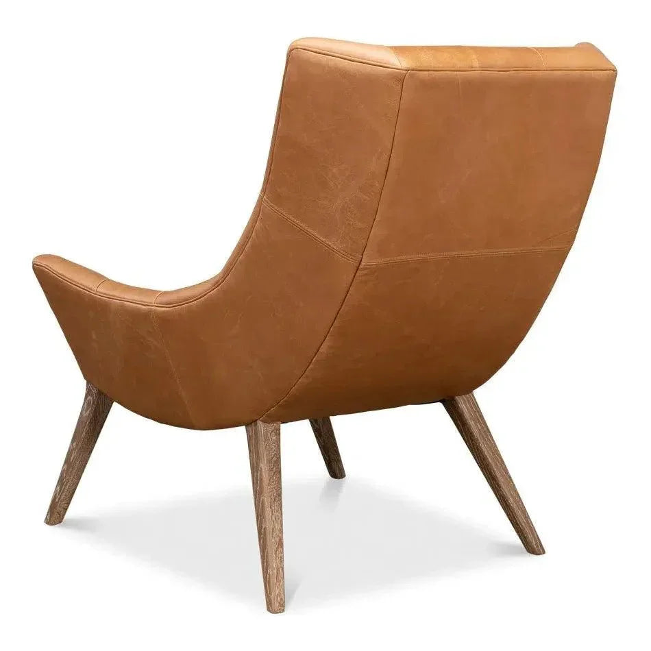 Lola Leather Slipper Accent Chair - LOOMLAN - Sarreid - Accent Chairs
