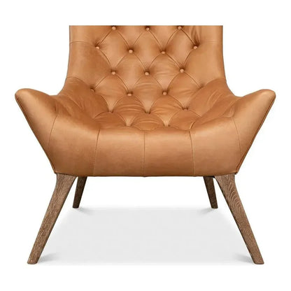 Lola Leather Slipper Accent Chair - LOOMLAN - Sarreid - Accent Chairs