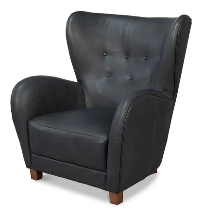 Lombard Leather Wing Chair - LOOMLAN - Sarreid - Club Chairs