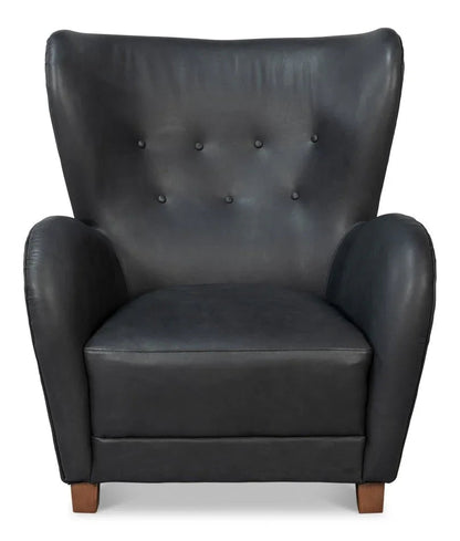 Lombard Leather Wing Chair - LOOMLAN - Sarreid - Club Chairs