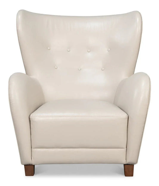 Lombard Leather Wing Chair - LOOMLAN - Sarreid - Club Chairs