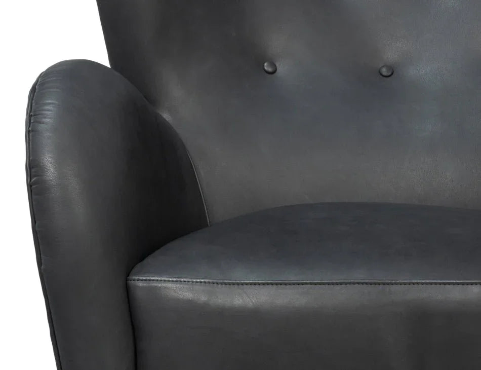 Lombard Leather Wing Chair - LOOMLAN - Sarreid - Club Chairs