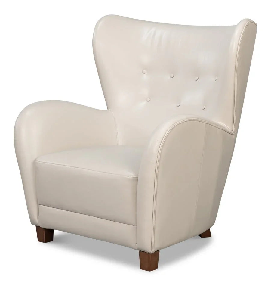 Lombard Leather Wing Chair - LOOMLAN - Sarreid - Club Chairs