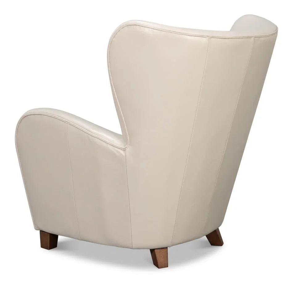 Lombard Leather Wing Chair - LOOMLAN - Sarreid - Club Chairs