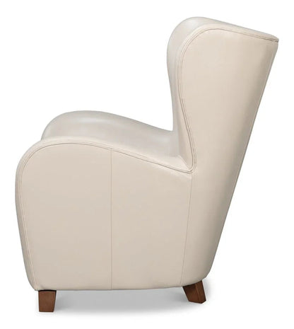 Lombard Leather Wing Chair - LOOMLAN - Sarreid - Club Chairs