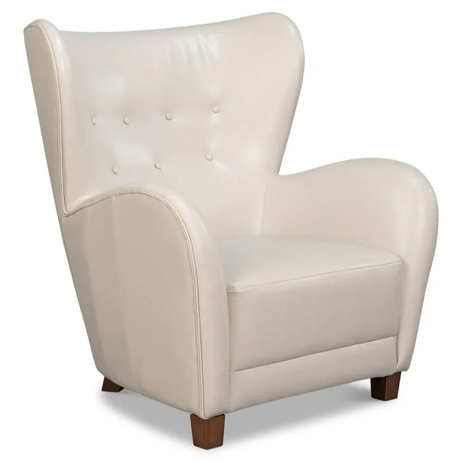 Lombard Leather Wing Chair - LOOMLAN - Sarreid - Club Chairs