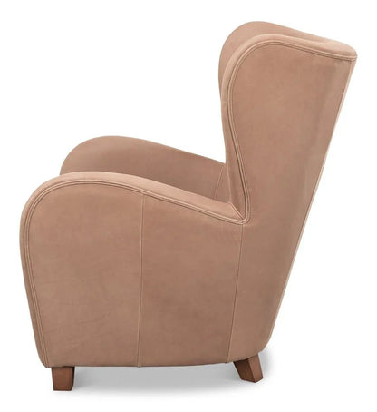 Lombard Wing Leather Chair - LOOMLAN - Sarreid - Club Chairs