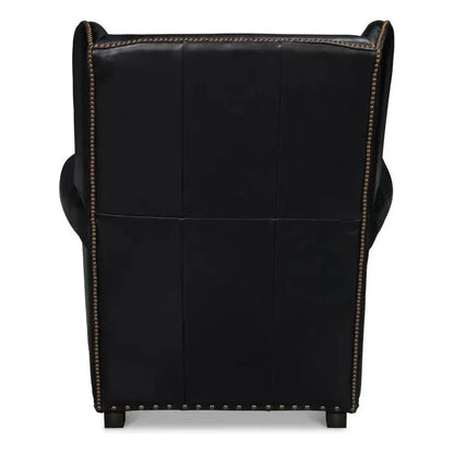London Dry Leather Black Accent Arm Chair - LOOMLAN - Sarreid - Club Chairs