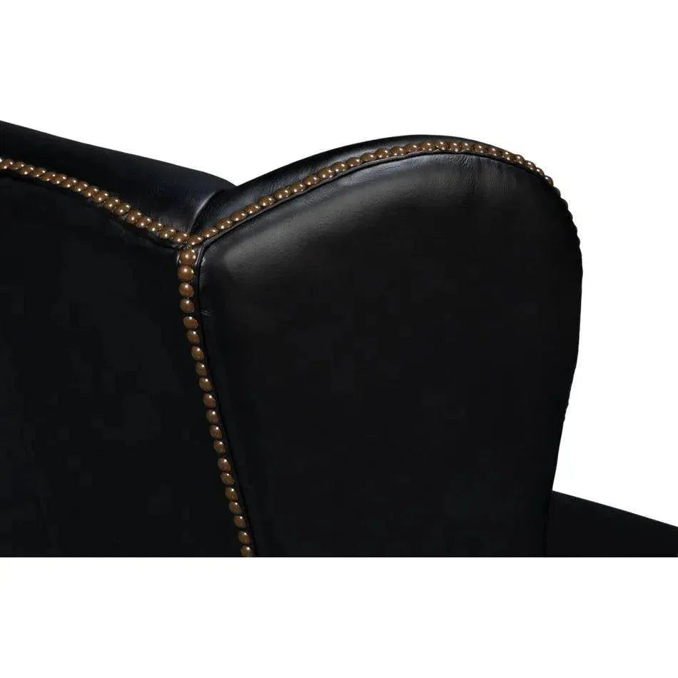 London Dry Leather Black Accent Arm Chair - LOOMLAN - Sarreid - Club Chairs